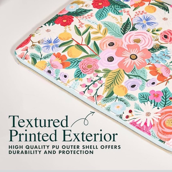 NWOB Rifle Paper Co. Floral 14” Laptop  tablet Sleeve - Pink, green, blue - Picture 2 of 5